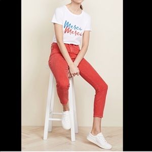 Alice + Olivia perfect Poppy spring Skinny red orange pink jeans 31